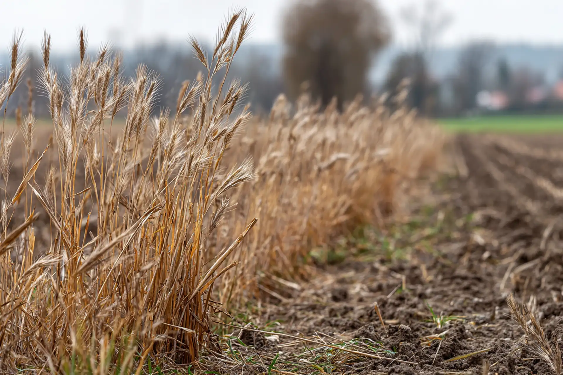 German grassland showing visibly reduced biomass